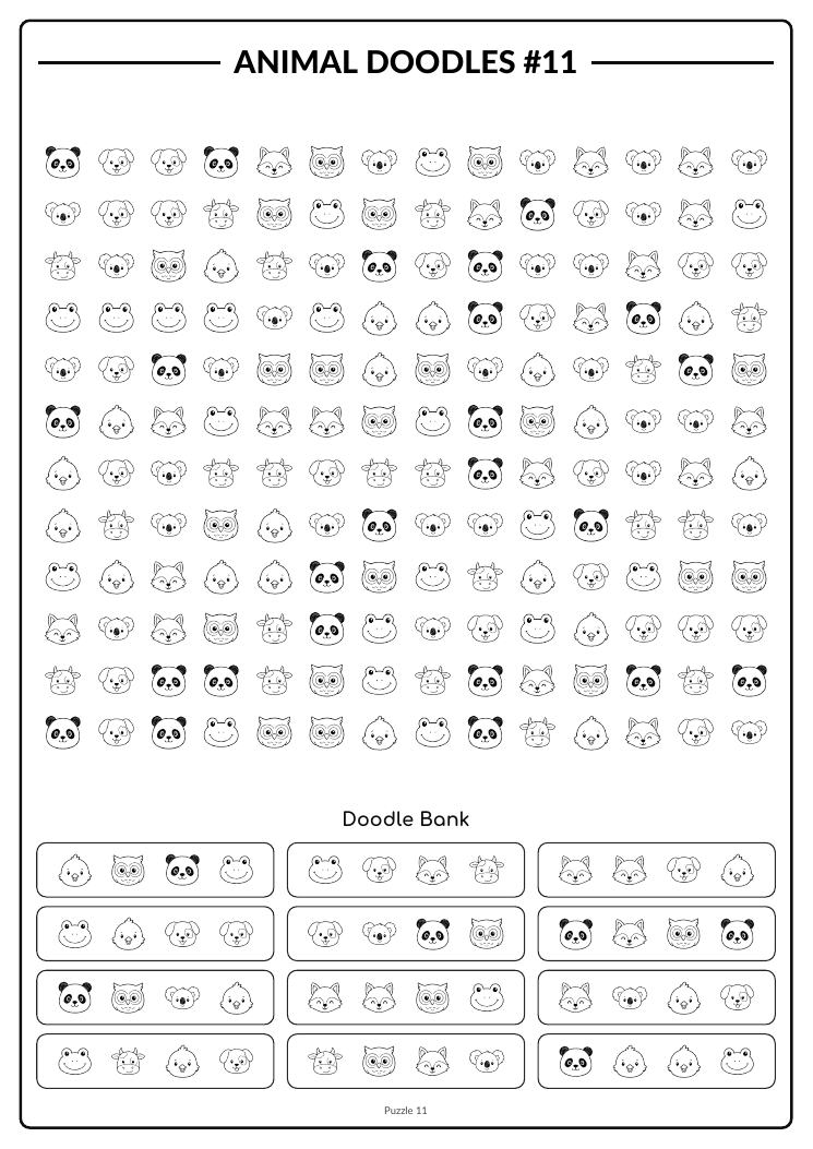 Animal Doodles Word Search sampler preview