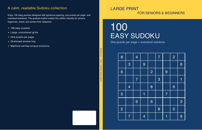 Cover spread from Large Print Easy Sudoku