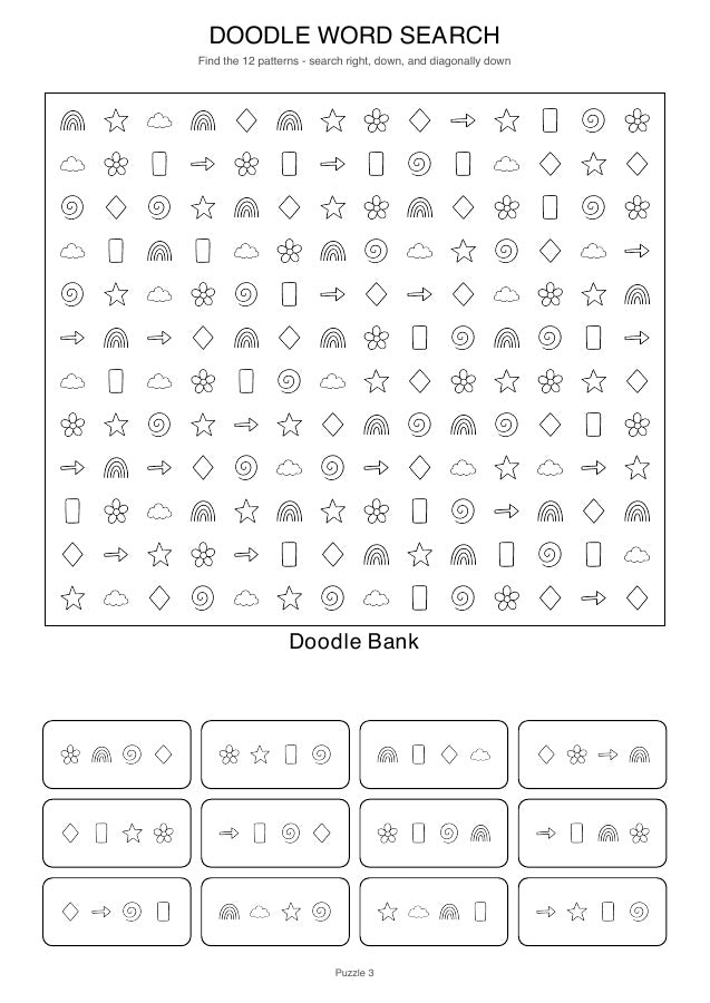 Doodle Word Search printable sampler preview