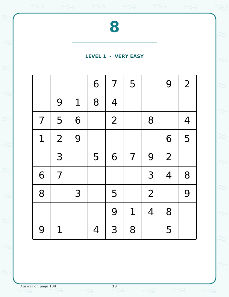 Large Print Sudoku sampler preview